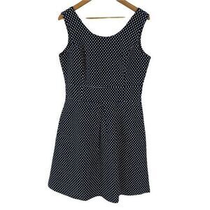 Pink Tartan Navy and White Polka Dot Sleeveless Dress